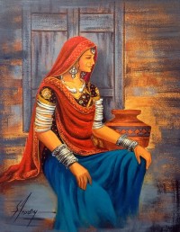S. A. Noory, 18 x 24 Inch, Acrylic on Canvas, Figurative Painting, AC-SAN-219